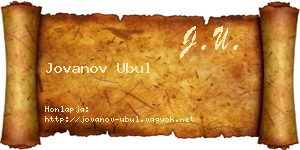 Jovanov Ubul névjegykártya